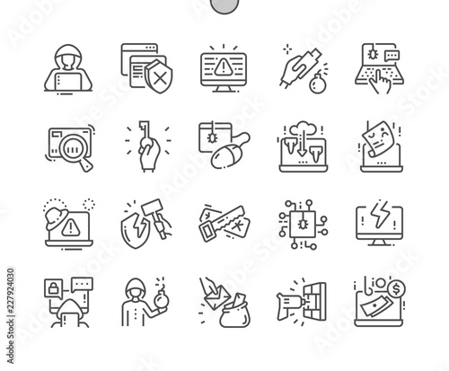 Hacker Well-crafted Pixel Perfect Vector Thin Line Icons 30 2x Grid for Web Graphics and Apps. Simple Minimal Pictogram