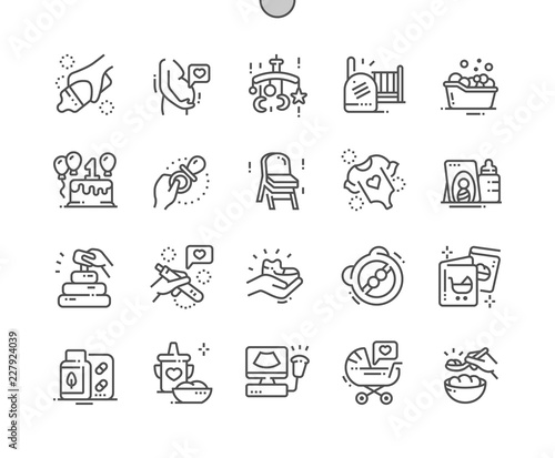 Maternity Well-crafted Pixel Perfect Vector Thin Line Icons 30 2x Grid for Web Graphics and Apps. Simple Minimal Pictogram