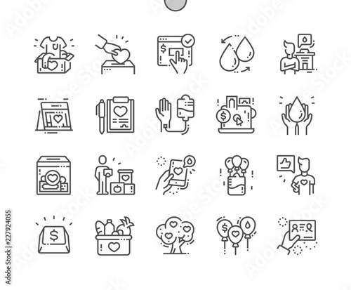 Donation Well-crafted Pixel Perfect Vector Thin Line Icons 30 2x Grid for Web Graphics and Apps. Simple Minimal Pictogram