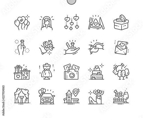 Wedding Well-crafted Pixel Perfect Vector Thin Line Icons 30 2x Grid for Web Graphics and Apps. Simple Minimal Pictogram
