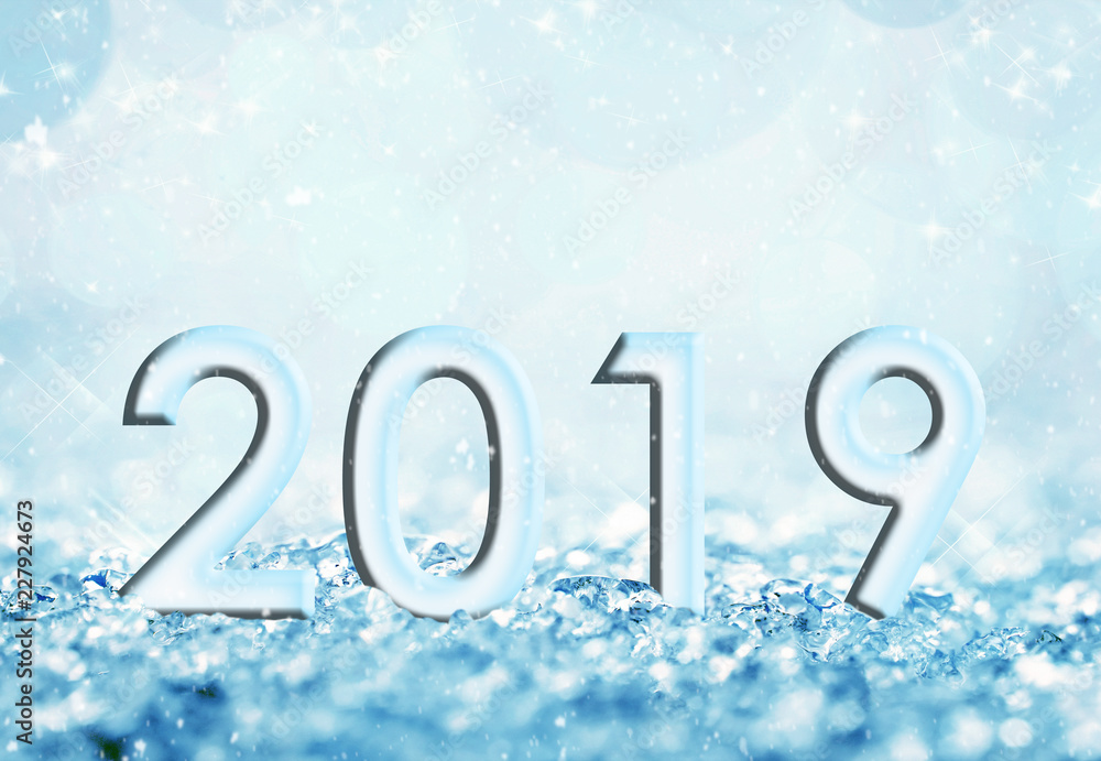 2019 blue snow and bokeh lights greeting card 2019 blue snow and bokeh lights greeting card