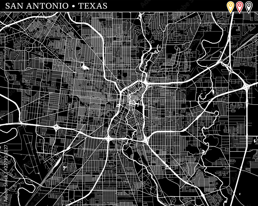 Simple map of San Antonio, Texas