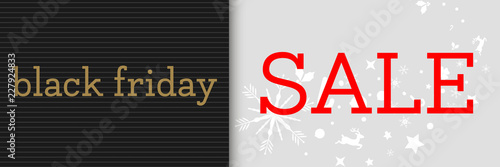 Angebotsbanner zum Black Friday mit weihnachtlicher Dekoration