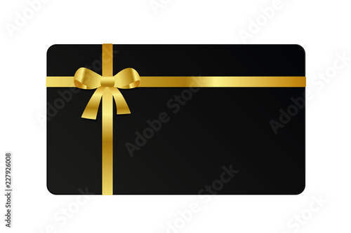black gift card with golden bow ribbon
