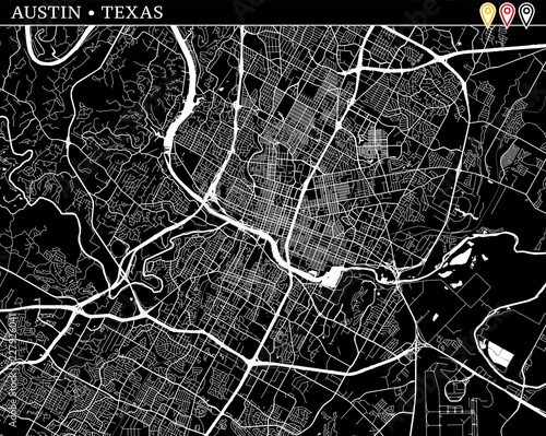 Simple map of Austin, Texas