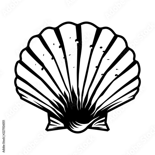 Vintage monochrome scallop seashell template