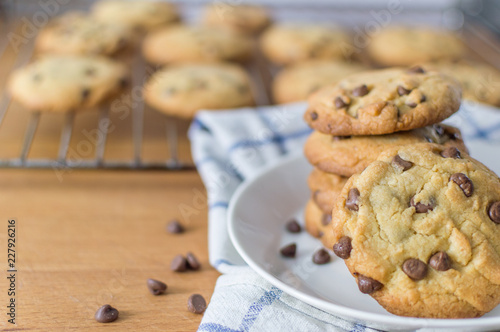 Obraz na plátně Fresh homemade chocolate chip cookies