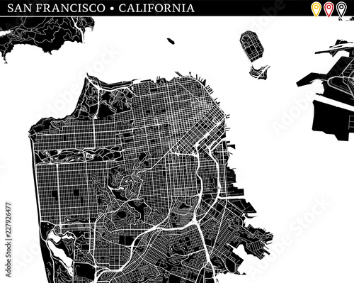 Simple map of San Francisco, California