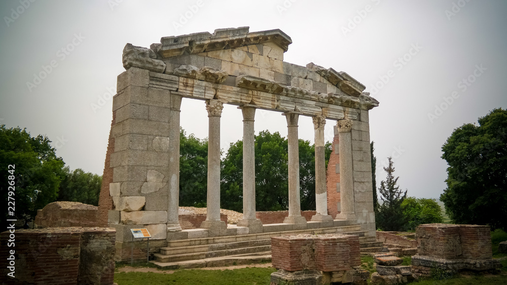 Monument of Agonothetes in Ruins of an ancient Greek city of Apollonia , Fier County, Albania