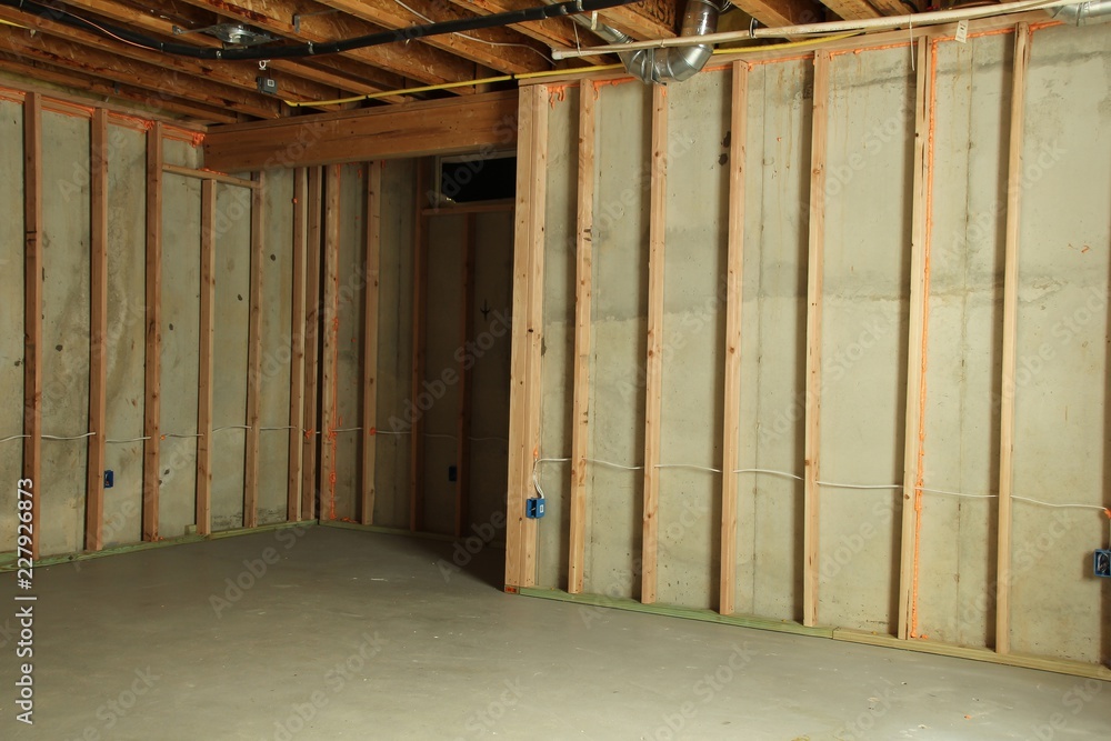 Basement Wall framing for drywall installation