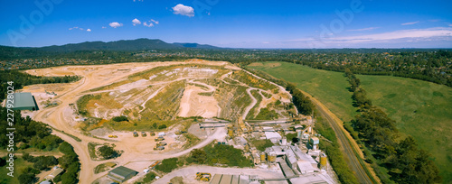 Obraz na plátně Limestone mine and heavy machinery in Melbourne, Australia - aerial panorama lan