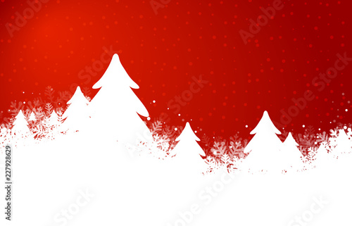 red snowy christmastree background