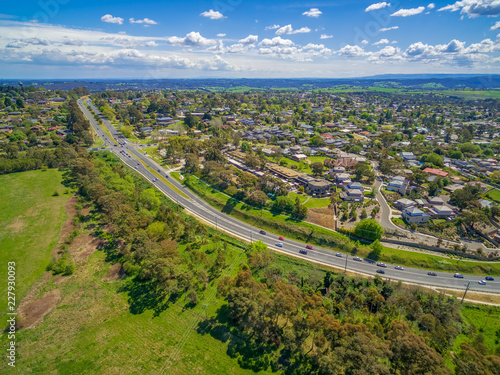 Maroondah Highway and suburban area in Melbourne, Australia - aerial view © Greg Brave