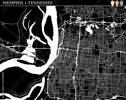 Simple map of Memphis, Tennessee