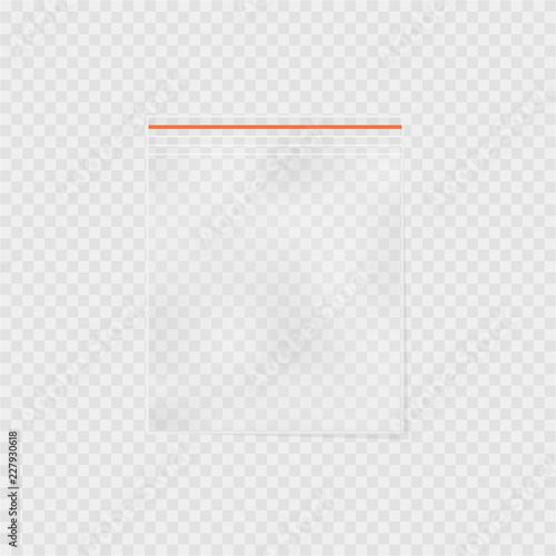 Realistic plastic bag, polythene on gray background. Vector illustration
