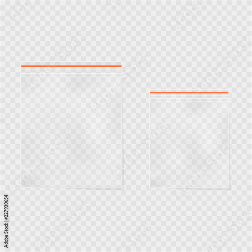 Realistic plastic bag, polythene on gray background. Vector illustration
