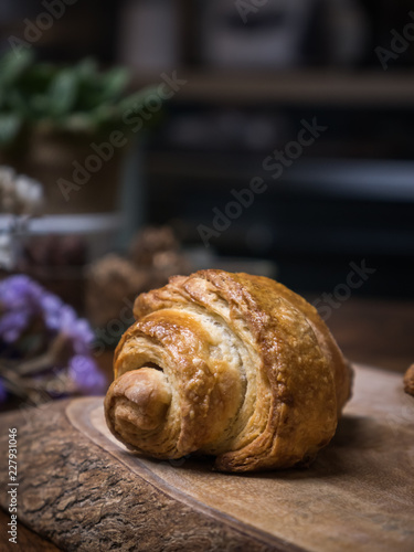 Fresh croissant a flaky, viennoiserie pastry.