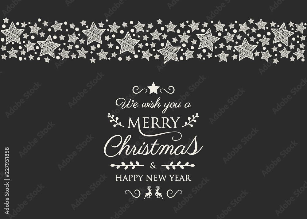 Decorative Christmas text with ornaments. Vector.
