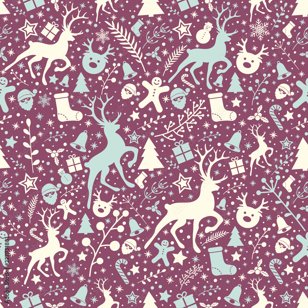 Christmas wallpaper with ornaments - seamless pattern. Vector. Christmas wallpaper with ornaments - seamless pattern. Vector.