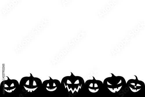 Template of Halloween card with funny pumpkins and copyspace. Vector.