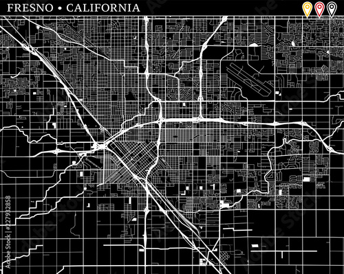 Simple map of Fresno, California photo