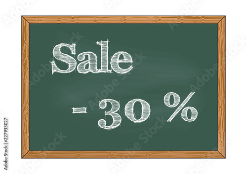 Sale -30 percent chalkboard notice Vector illustration for design