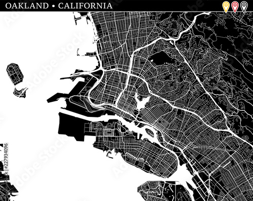 Simple map of Oakland, California