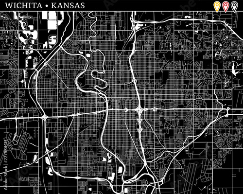 Simple map of Wichita, Kansas