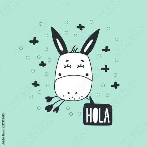 Cute donkey head vector illustration. Design element, modern clipart
