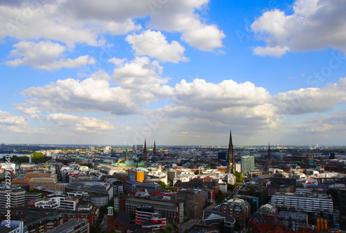 panorama view over the city of Hamburg in Germany