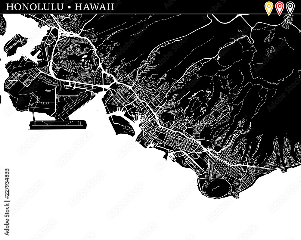 Simple map of Honolulu, Hawaii Stock Vector | Adobe Stock
