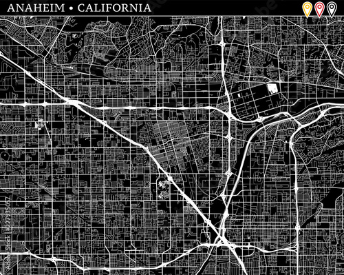 Simple map of Anaheim, California photo