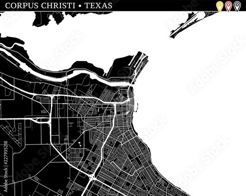 Simple map of Corpus Christi, Texas