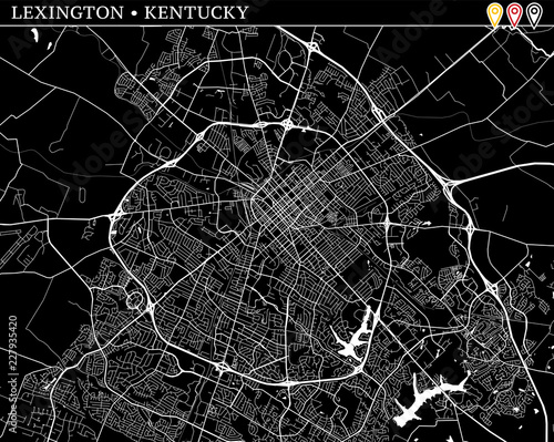 Simple map of Lexington, Kentucky