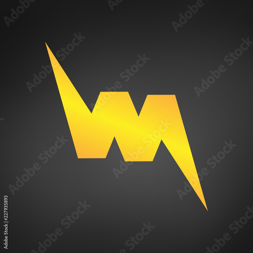 Letter W or VM logo icon design template element like lightning. Vector illustration.