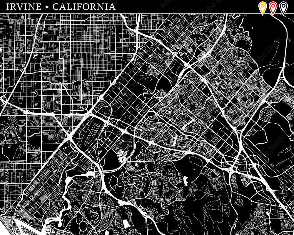 Simple map of Irvine, California