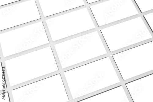 Mockup of horizontal business cards stacks arranged in rows