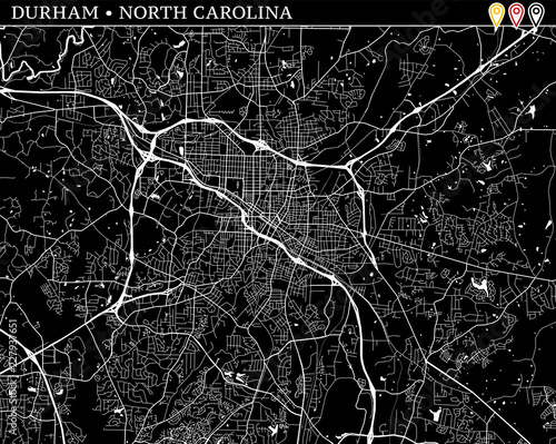 Slika na platnu Simple map of Durham, North Carolina