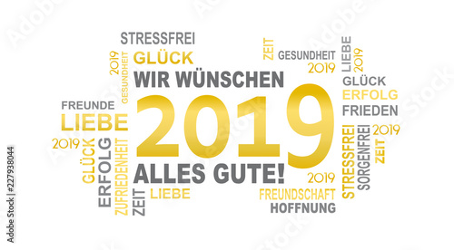 wir wünschen alles gute 2019 - gold/grau