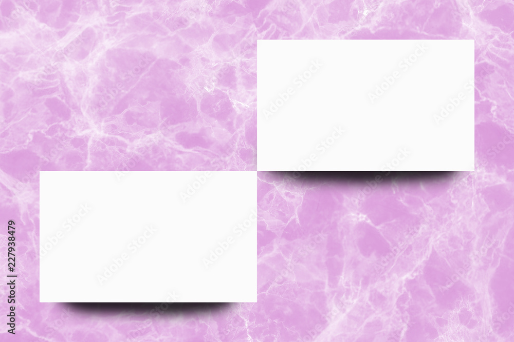 Empty white paper sheet on Pink marble background,Mock up for design.
