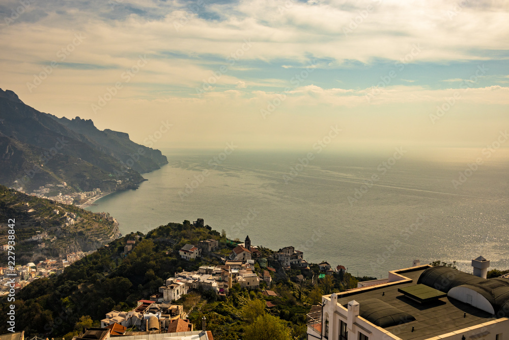 beautiful panorama visible from Ravello, Salerno, on the Amalfi coast