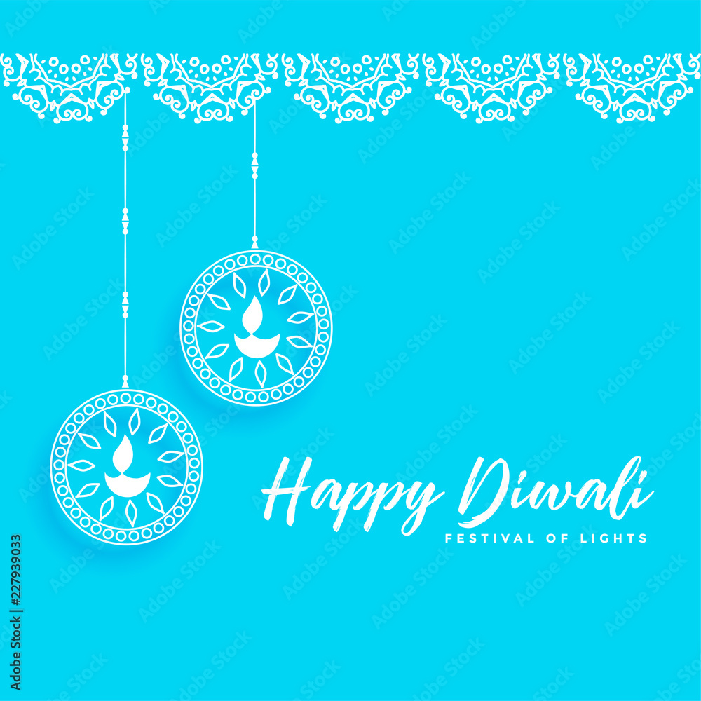 Naklejka premium happy diwali background with celebration lamps