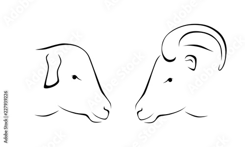 head of sheep and ram outline icon vector illustration