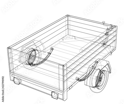 Open trailer sketch. Vector