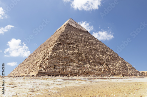 The Pyramid of Khafre or of Chephren, is the second-tallest and second-largest of the Ancient Egyptian Pyramids of Giza and the tomb of the Fourth-Dynasty pharaoh Khafre (Chefren)