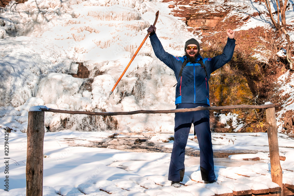 Man enjoying the winter landscape Man enjoying the winter landscape