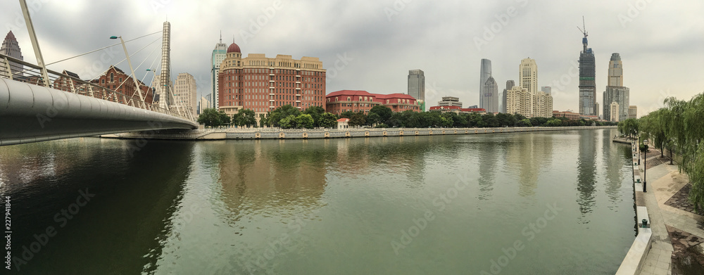 Naklejka premium Tianjin, China Cityscape