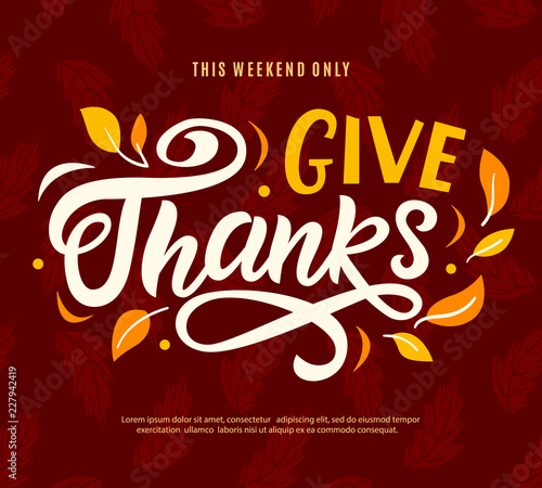 Thanksgiving Day sale web banner template. Give thanks promo offer