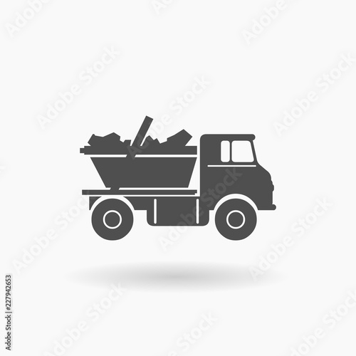 Dump Truck Skip Industrial Vehicle Icon Illustration silhouette.