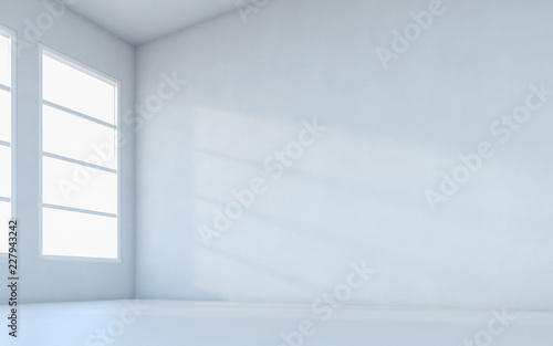 Abstract white room interior. Blank room with wall. 3d rendering